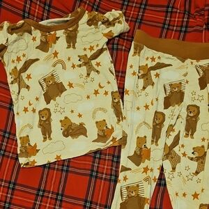 Little Sleepies Brown and Cream Pajama Set with Bear Print